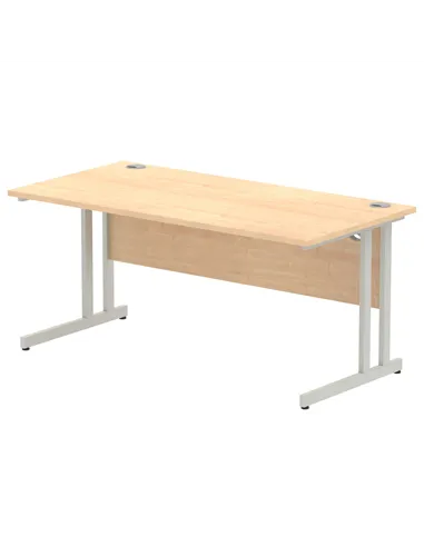 Dynamic Impulse 1600 x 800mm Straight Office Desk Maple Top Silver Cantilever Leg I000351