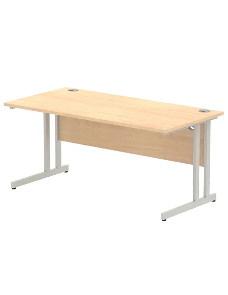 Dynamic Impulse 1600 x 800mm Straight Office Desk Maple Top Silver Cantilever Leg I000351