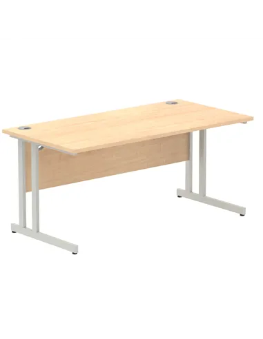 Dynamic Impulse 1600 x 800mm Straight Office Desk Maple Top Silver Cantilever Leg I000351
