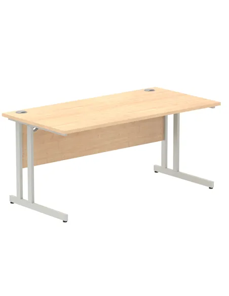 Dynamic Impulse 1600 x 800mm Straight Office Desk Maple Top Silver Cantilever Leg I000351