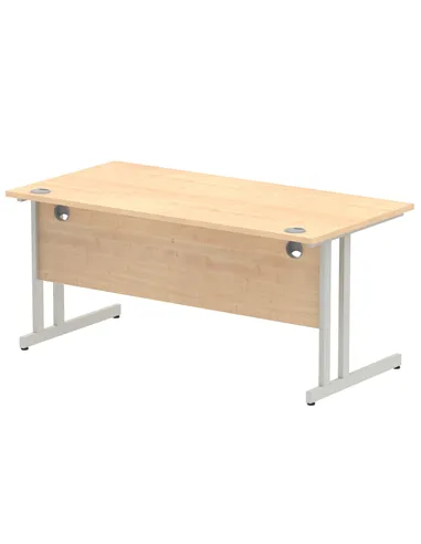 Dynamic Impulse 1600 x 800mm Straight Office Desk Maple Top Silver Cantilever Leg I000351