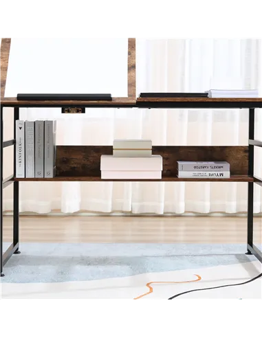 HOMCOM Adjustable Drafting Table Art Desk Drawing Table, Craft Desk Workstation for Painting, Multifunctional Writing Desk w/ 15