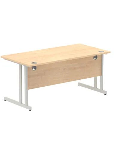Dynamic Impulse 1600 x 800mm Straight Office Desk Maple Top Silver Cantilever Leg I000351
