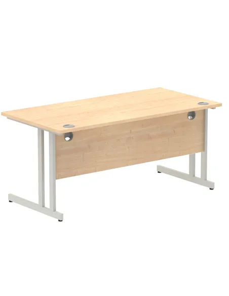 Dynamic Impulse 1600 x 800mm Straight Office Desk Maple Top Silver Cantilever Leg I000351