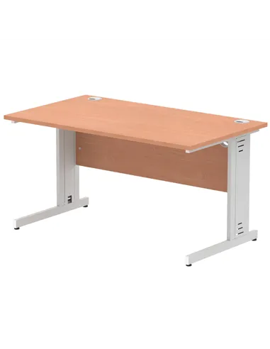 Dynamic Impulse 1400 x 800mm Straight Office Desk Beech Top Silver Cable Managed Leg I000460