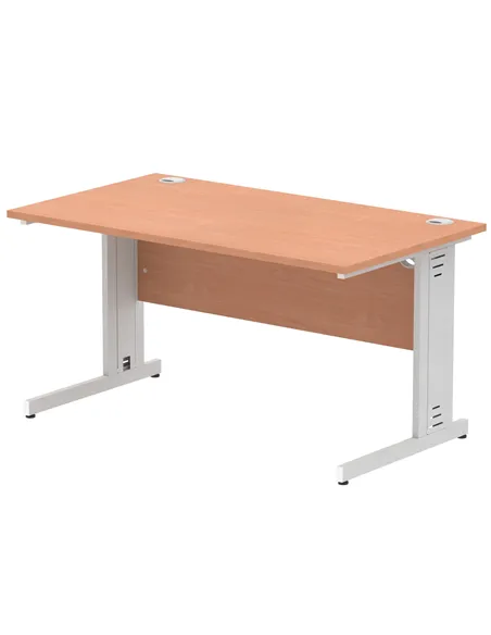 Dynamic Impulse 1400 x 800mm Straight Office Desk Beech Top Silver Cable Managed Leg I000460