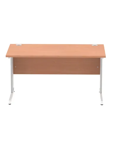 Dynamic Impulse 1400 x 800mm Straight Office Desk Beech Top Silver Cable Managed Leg I000460
