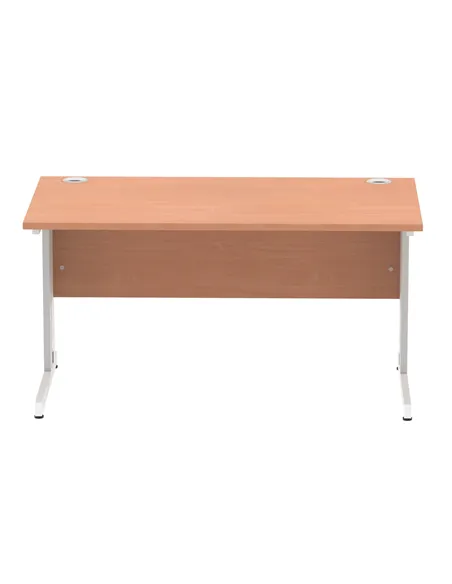 Dynamic Impulse 1400 x 800mm Straight Office Desk Beech Top Silver Cable Managed Leg I000460
