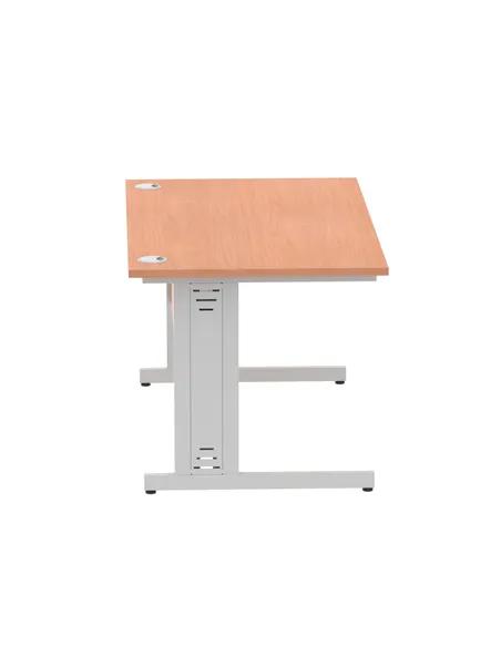 Dynamic Impulse 1400 x 800mm Straight Office Desk Beech Top Silver Cable Managed Leg I000460