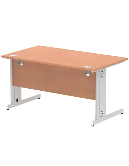 Dynamic Impulse 1400 x 800mm Straight Office Desk Beech Top Silver Cable Managed Leg I000460
