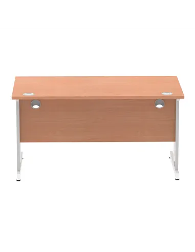 Dynamic Impulse 1400 x 800mm Straight Office Desk Beech Top Silver Cable Managed Leg I000460