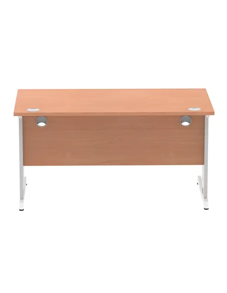 Dynamic Impulse 1400 x 800mm Straight Office Desk Beech Top Silver Cable Managed Leg I000460