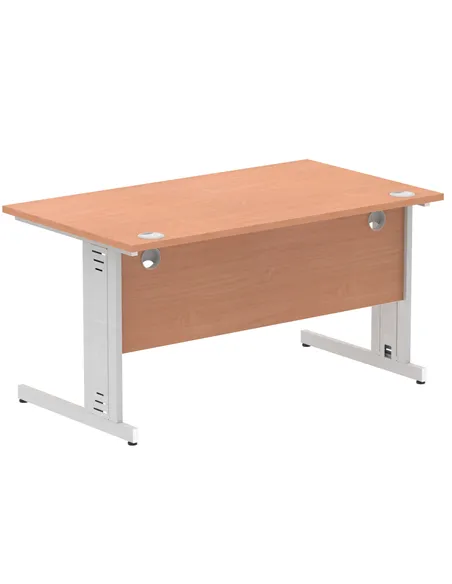 Dynamic Impulse 1400 x 800mm Straight Office Desk Beech Top Silver Cable Managed Leg I000460