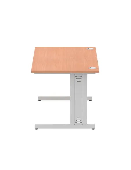 Dynamic Impulse 1400 x 800mm Straight Office Desk Beech Top Silver Cable Managed Leg I000460