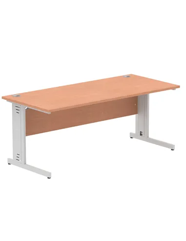 Dynamic Impulse 1800 x 800mm Straight Office Desk Beech Top Silver Cable Managed Leg I000462