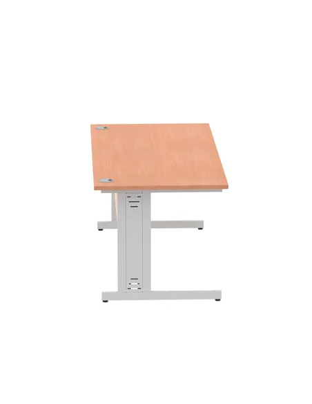 Dynamic Impulse 1800 x 800mm Straight Office Desk Beech Top Silver Cable Managed Leg I000462