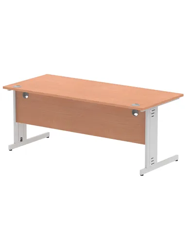 Dynamic Impulse 1800 x 800mm Straight Office Desk Beech Top Silver Cable Managed Leg I000462