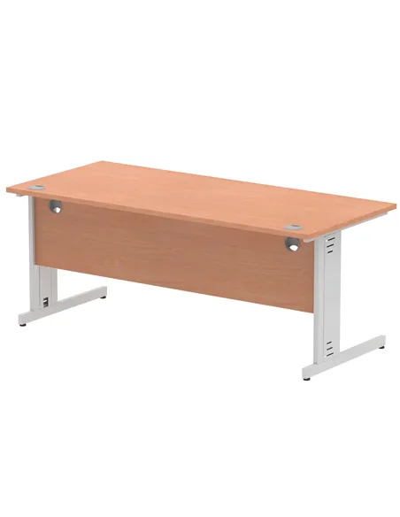 Dynamic Impulse 1800 x 800mm Straight Office Desk Beech Top Silver Cable Managed Leg I000462
