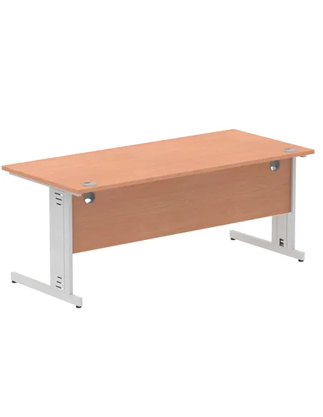 Dynamic Impulse 1800 x 800mm Straight Office Desk Beech Top Silver Cable Managed Leg I000462