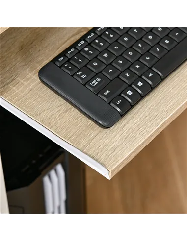 HOMCOM 80cm Compact Computer Desk with Keyboard Tray, Home Office Desk with Drawer for Bedroom Study, Oak