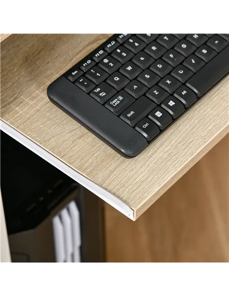 HOMCOM 80cm Compact Computer Desk with Keyboard Tray, Home Office Desk with Drawer for Bedroom Study, Oak