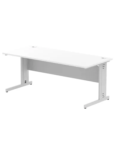 Dynamic Impulse 1800 x 800mm Straight Office Desk White Top Silver Cable Managed Leg I000481