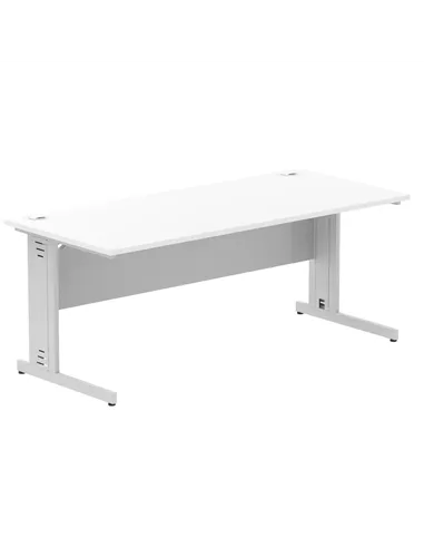 Dynamic Impulse 1800 x 800mm Straight Office Desk White Top Silver Cable Managed Leg I000481