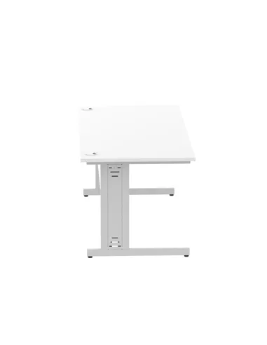 Dynamic Impulse 1800 x 800mm Straight Office Desk White Top Silver Cable Managed Leg I000481
