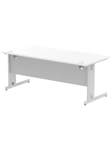 Dynamic Impulse 1800 x 800mm Straight Office Desk White Top Silver Cable Managed Leg I000481