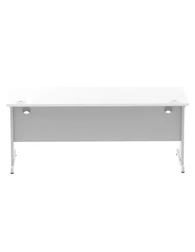 Dynamic Impulse 1800 x 800mm Straight Office Desk White Top Silver Cable Managed Leg I000481