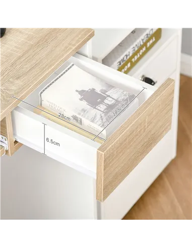 HOMCOM 80cm Compact Computer Desk with Keyboard Tray, Home Office Desk with Drawer for Bedroom Study, Oak