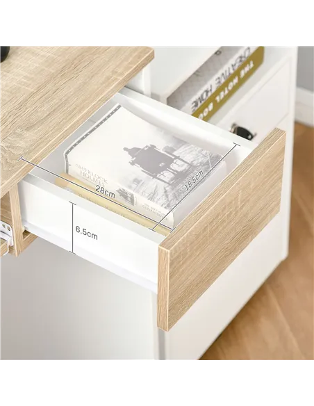 HOMCOM 80cm Compact Computer Desk with Keyboard Tray, Home Office Desk with Drawer for Bedroom Study, Oak