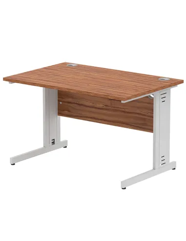 Dynamic Impulse 1200 x 800mm Straight Office Desk Walnut Top Silver Cable Managed Leg I000497