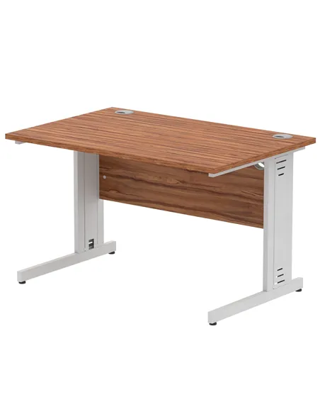 Dynamic Impulse 1200 x 800mm Straight Office Desk Walnut Top Silver Cable Managed Leg I000497