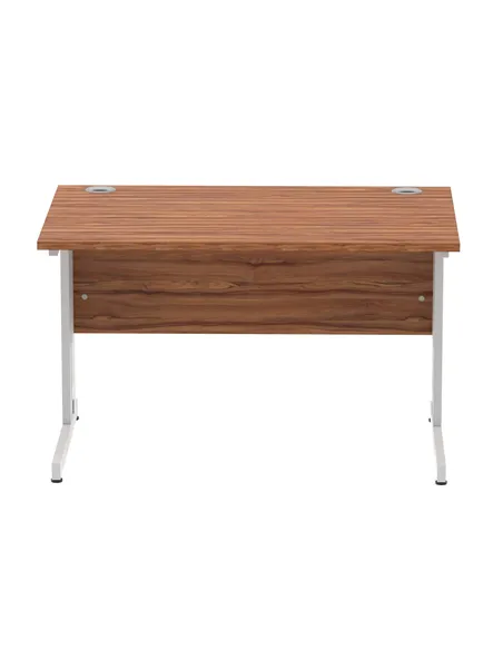 Dynamic Impulse 1200 x 800mm Straight Office Desk Walnut Top Silver Cable Managed Leg I000497