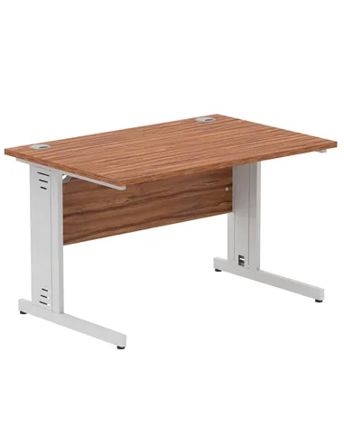 Dynamic Impulse 1200 x 800mm Straight Office Desk Walnut Top Silver Cable Managed Leg I000497
