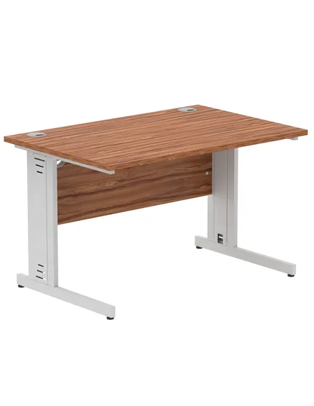 Dynamic Impulse 1200 x 800mm Straight Office Desk Walnut Top Silver Cable Managed Leg I000497