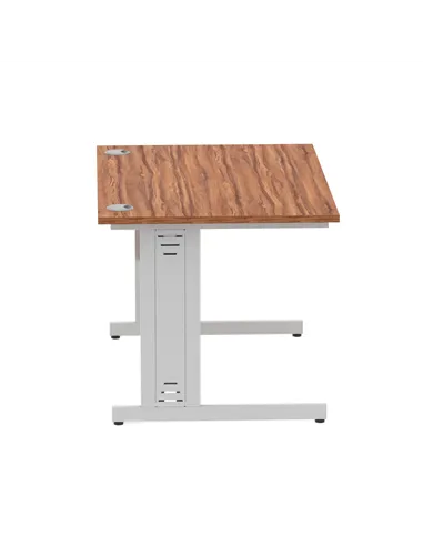 Dynamic Impulse 1200 x 800mm Straight Office Desk Walnut Top Silver Cable Managed Leg I000497
