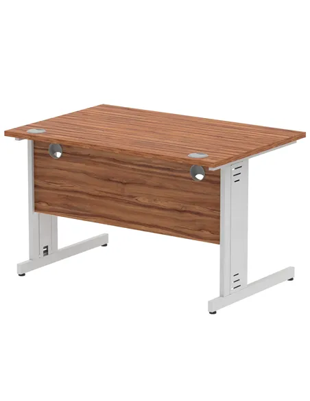 Dynamic Impulse 1200 x 800mm Straight Office Desk Walnut Top Silver Cable Managed Leg I000497