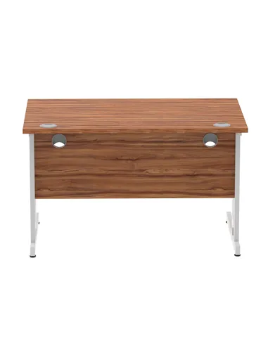Dynamic Impulse 1200 x 800mm Straight Office Desk Walnut Top Silver Cable Managed Leg I000497