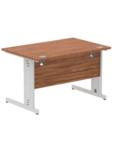 Dynamic Impulse 1200 x 800mm Straight Office Desk Walnut Top Silver Cable Managed Leg I000497