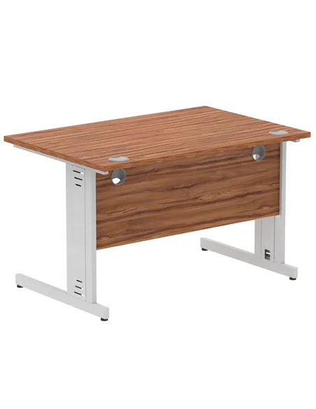 Dynamic Impulse 1200 x 800mm Straight Office Desk Walnut Top Silver Cable Managed Leg I000497