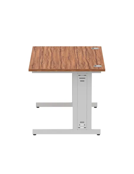 Dynamic Impulse 1200 x 800mm Straight Office Desk Walnut Top Silver Cable Managed Leg I000497
