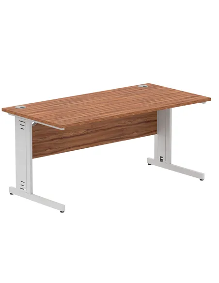 Dynamic Impulse 1600 x 800mm Straight Office Desk Walnut Top Silver Cable Managed Leg I000499