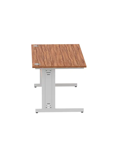 Dynamic Impulse 1600 x 800mm Straight Office Desk Walnut Top Silver Cable Managed Leg I000499