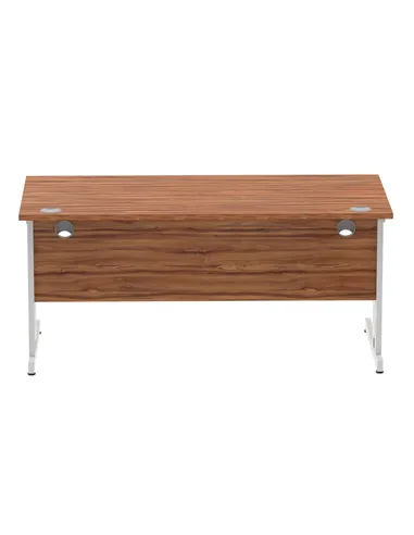 Dynamic Impulse 1600 x 800mm Straight Office Desk Walnut Top Silver Cable Managed Leg I000499