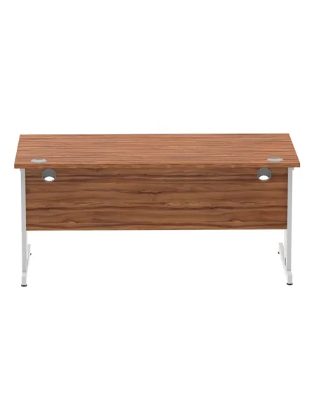 Dynamic Impulse 1600 x 800mm Straight Office Desk Walnut Top Silver Cable Managed Leg I000499