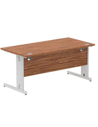 Dynamic Impulse 1600 x 800mm Straight Office Desk Walnut Top Silver Cable Managed Leg I000499