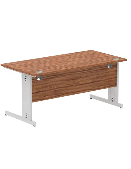 Dynamic Impulse 1600 x 800mm Straight Office Desk Walnut Top Silver Cable Managed Leg I000499
