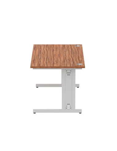 Dynamic Impulse 1600 x 800mm Straight Office Desk Walnut Top Silver Cable Managed Leg I000499